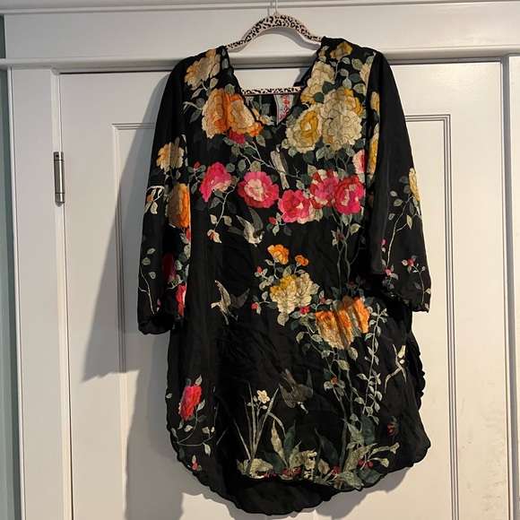 Johnny Was - Charlotte Rose Scalloped Silk Tunic - XL - Picture 4 of 16